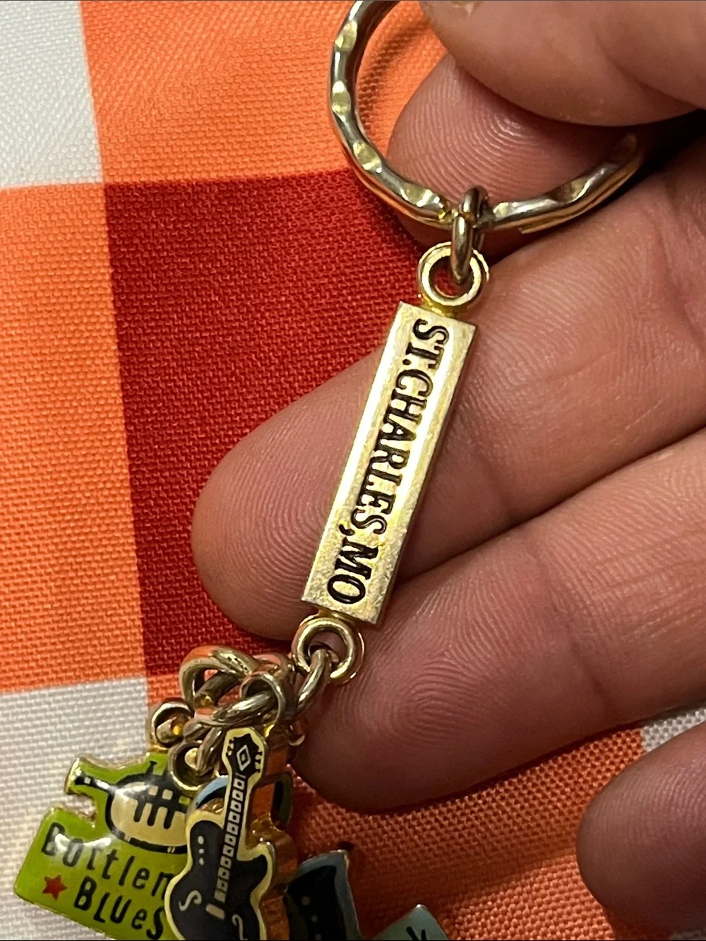 Bottleneck Blues Yellow & Black Enamel Guitar Keychain